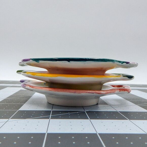 Milson & Louis Hand Painted Floral Ceramic Teapot Tea Bag Spoon Holder Set Of 3 - Picture 4 of 5